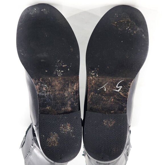 KATE SPADE Rayna Black Leather Knee-High Riding Boots Scallop Detail - Picture 9 of 10